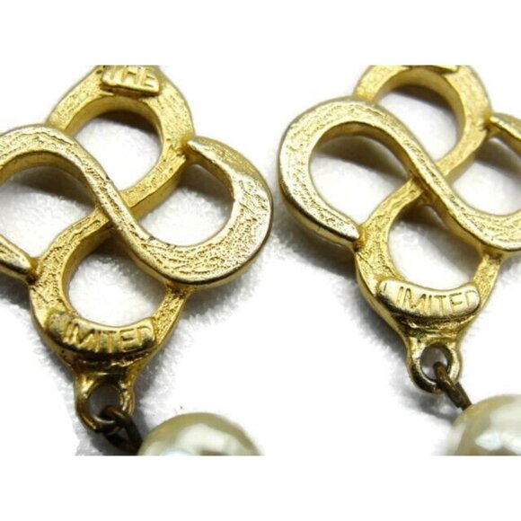 Infinity The Limited Gold Tone Vertical Drop Dangle Hook Earrings Womans - Picture 4 of 5